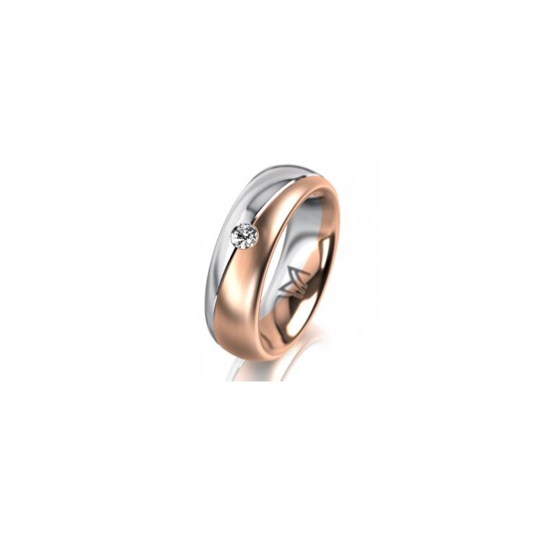 Ring 14 Karat Rot-/Weissgold 6.0 mm längsmatt 1 Brillant G vs 0,065ct