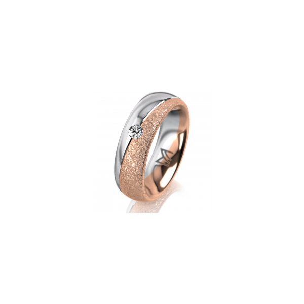 Ring 14 Karat Rot-/Weissgold 6.0 mm kreismatt 1 Brillant G vs 0,065ct