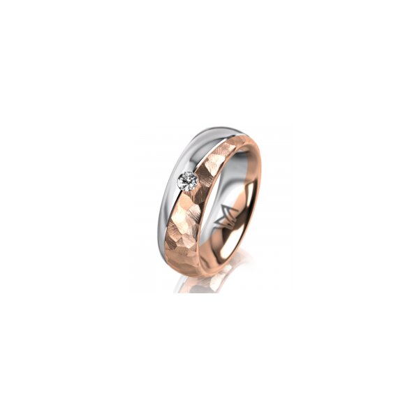 Ring 14 Karat Rot-/Weissgold 6.0 mm diamantmatt 1 Brillant G vs 0,065ct