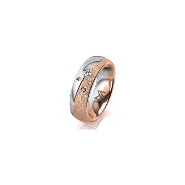 Ring 14 Karat Rot-/Weissgold 6.0 mm kreismatt 3 Brillanten G vs Gesamt 0,060ct