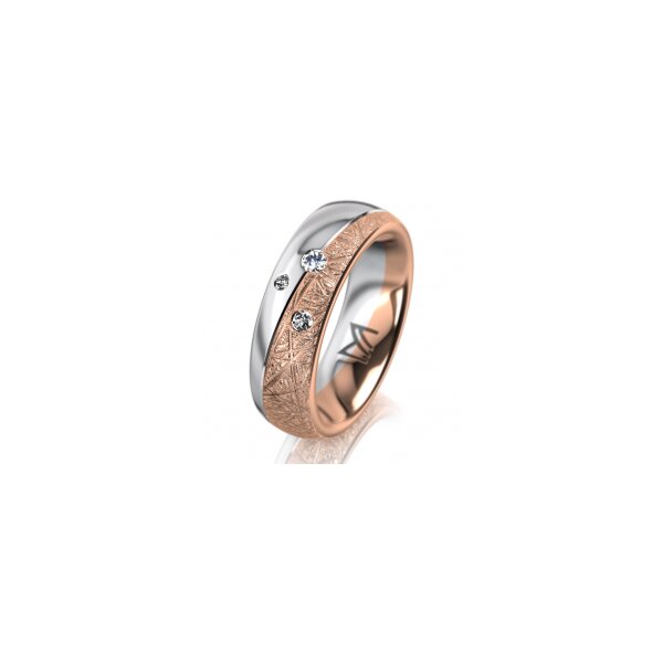 Ring 14 Karat Rot-/Weissgold 6.0 mm kristallmatt 3 Brillanten G vs Gesamt 0,060ct