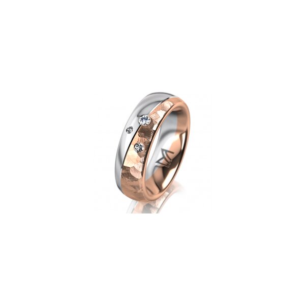Ring 14 Karat Rot-/Weissgold 6.0 mm diamantmatt 3 Brillanten G vs Gesamt 0,060ct