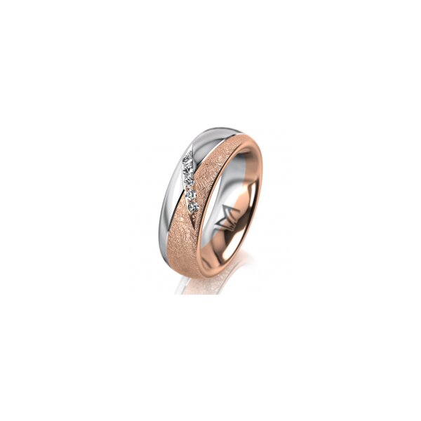 Ring 14 Karat Rot-/Weissgold 6.0 mm kreismatt 5 Brillanten G vs Gesamt 0,065ct