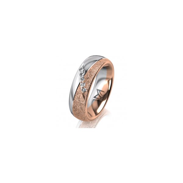 Ring 14 Karat Rot-/Weissgold 6.0 mm kristallmatt 5 Brillanten G vs Gesamt 0,065ct