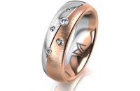 Ring 14 Karat Rot-/Weissgold 6.0 mm sandmatt 5 Brillanten...