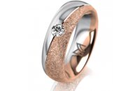 Ring 14 Karat Rot-/Weissgold 6.0 mm kreismatt 1 Brillant...