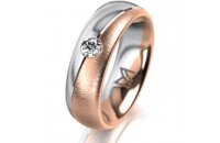 Ring 14 Karat Rot-/Weissgold 6.0 mm sandmatt 1 Brillant G...