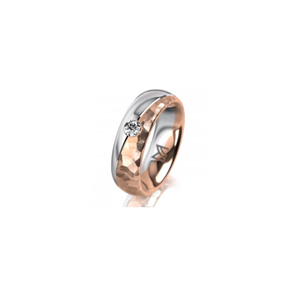 Ring 14 Karat Rot-/Weissgold 6.0 mm diamantmatt 1 Brillant G vs 0,110ct