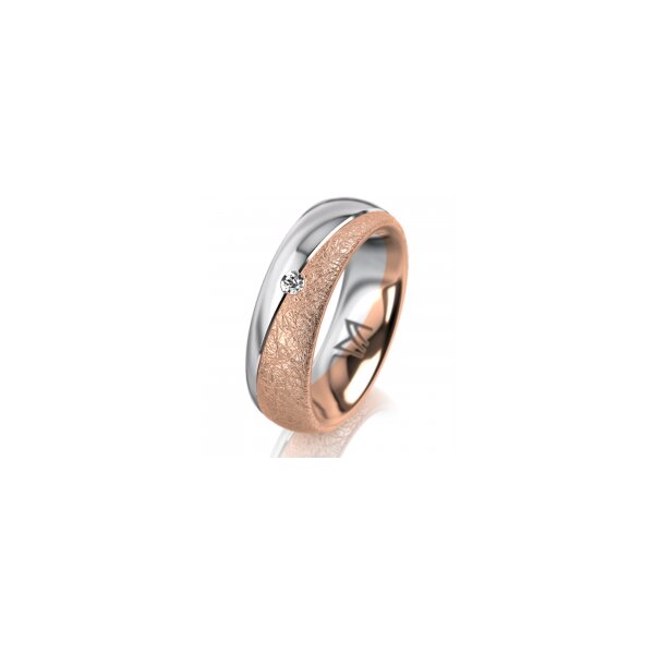 Ring 18 Karat Rot-/Weissgold 6.0 mm kreismatt 1 Brillant G vs 0,025ct