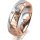 Ring 18 Karat Rot-/Weissgold 6.0 mm diamantmatt 3 Brillanten G vs Gesamt 0,060ct