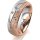 Ring 18 Karat Rot-/Weissgold 6.0 mm kristallmatt 5 Brillanten G vs Gesamt 0,080ct