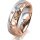 Ring 18 Karat Rot-/Weissgold 6.0 mm diamantmatt 5 Brillanten G vs Gesamt 0,080ct