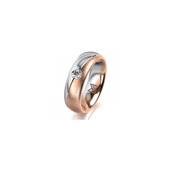 Ring 18 Karat Rot-/Weissgold 6.0 mm sandmatt 1 Brillant G vs 0,110ct