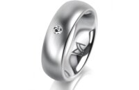 Ring 14 Karat Weissgold 6.0 mm l&auml;ngsmatt 1 Brillant...