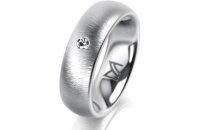 Ring 14 Karat Weissgold 6.0 mm sandmatt 1 Brillant G vs...