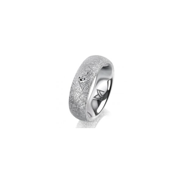 Ring 14 Karat Weissgold 6.0 mm kristallmatt 1 Brillant G vs 0,025ct