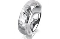 Ring 14 Karat Weissgold 6.0 mm diamantmatt 1 Brillant G...