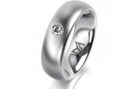 Ring 14 Karat Weissgold 6.0 mm l&auml;ngsmatt 1 Brillant...