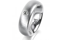 Ring 14 Karat Weissgold 6.0 mm sandmatt 1 Brillant G vs...