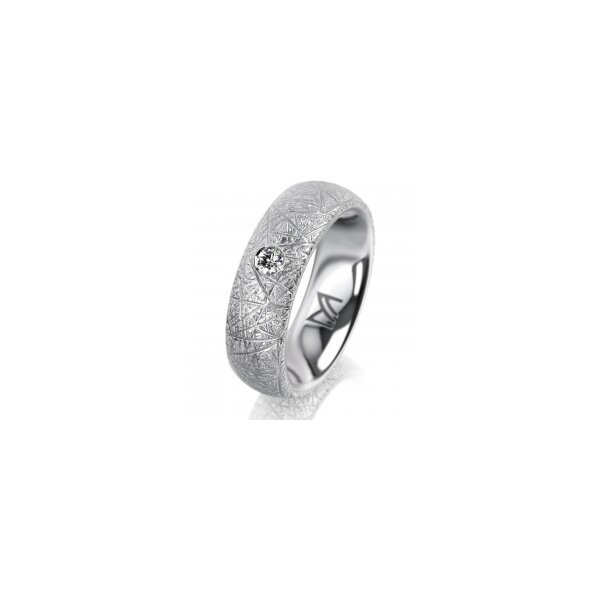 Ring 14 Karat Weissgold 6.0 mm kristallmatt 1 Brillant G vs 0,065ct