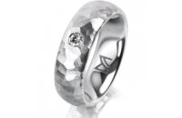 Ring 14 Karat Weissgold 6.0 mm diamantmatt 1 Brillant G...