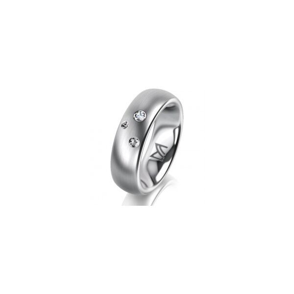 Ring 14 Karat Weissgold 6.0 mm l&auml;ngsmatt 3 Brillanten G vs Gesamt 0,060ct