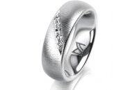 Ring 14 Karat Weissgold 6.0 mm sandmatt 5 Brillanten G vs...