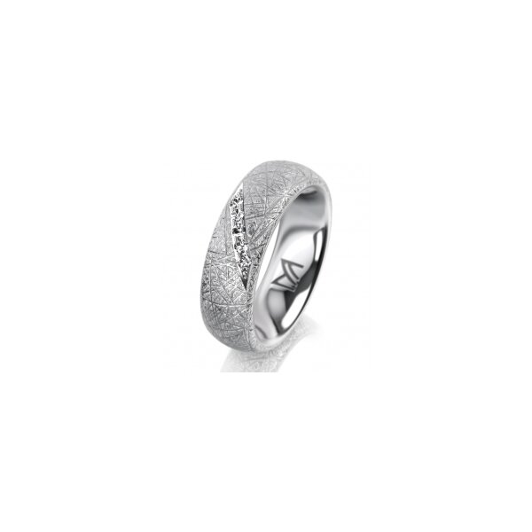 Ring 14 Karat Weissgold 6.0 mm kristallmatt 5 Brillanten G vs Gesamt 0,065ct