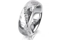 Ring 14 Karat Weissgold 6.0 mm diamantmatt 5 Brillanten G...