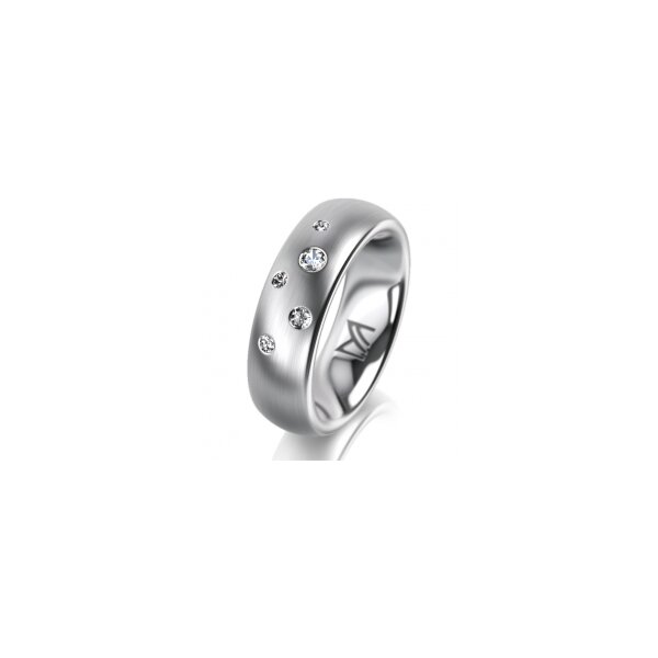 Ring 14 Karat Weissgold 6.0 mm l&auml;ngsmatt 5 Brillanten G vs Gesamt 0,080ct