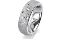 Ring 14 Karat Weissgold 6.0 mm kreismatt 5 Brillanten G...