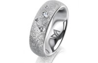 Ring 14 Karat Weissgold 6.0 mm kristallmatt 5 Brillanten...