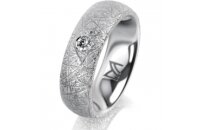 Ring 18 Karat Weissgold 6.0 mm kristallmatt 1 Brillant G...