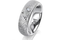 Ring 18 Karat Weissgold 6.0 mm kristallmatt 3 Brillanten...