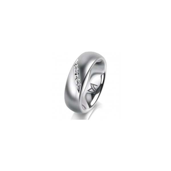 Ring 18 Karat Weissgold 6.0 mm l&auml;ngsmatt 5 Brillanten G vs Gesamt 0,065ct