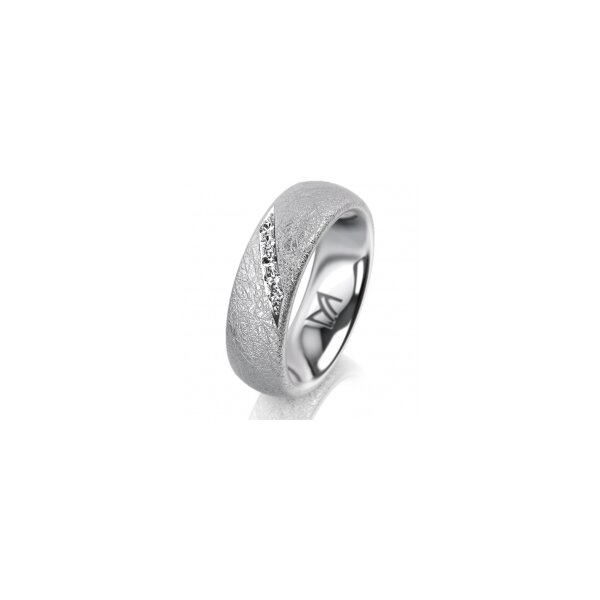 Ring 18 Karat Weissgold 6.0 mm kreismatt 5 Brillanten G vs Gesamt 0,065ct