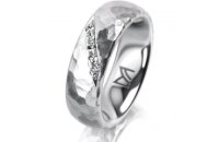 Ring 18 Karat Weissgold 6.0 mm diamantmatt 5 Brillanten G...