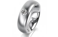 Ring 18 Karat Weissgold 6.0 mm l&auml;ngsmatt 1 Brillant...