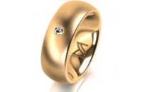 Ring 14 Karat Gelbgold 7.0 mm l&auml;ngsmatt 1 Brillant G...