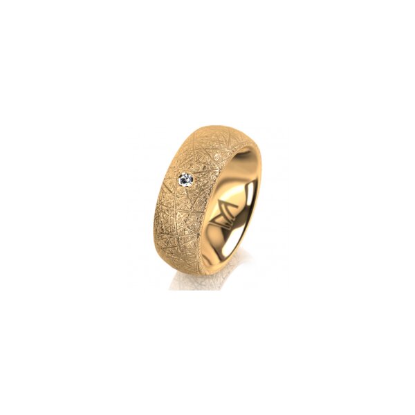 Ring 14 Karat Gelbgold 7.0 mm kristallmatt 1 Brillant G vs 0,025ct