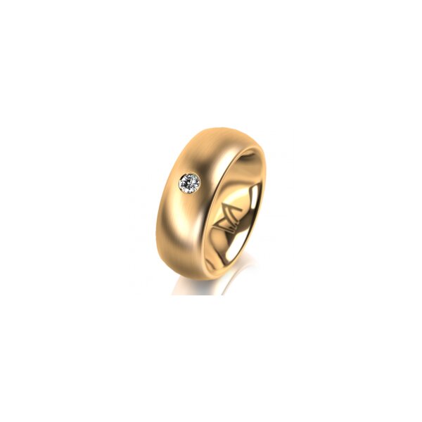 Ring 14 Karat Gelbgold 7.0 mm längsmatt 1 Brillant G vs 0,065ct