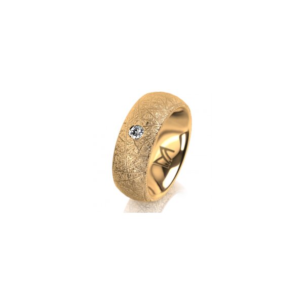 Ring 14 Karat Gelbgold 7.0 mm kristallmatt 1 Brillant G vs 0,065ct