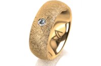 Ring 14 Karat Gelbgold 7.0 mm kristallmatt 1 Brillant G...
