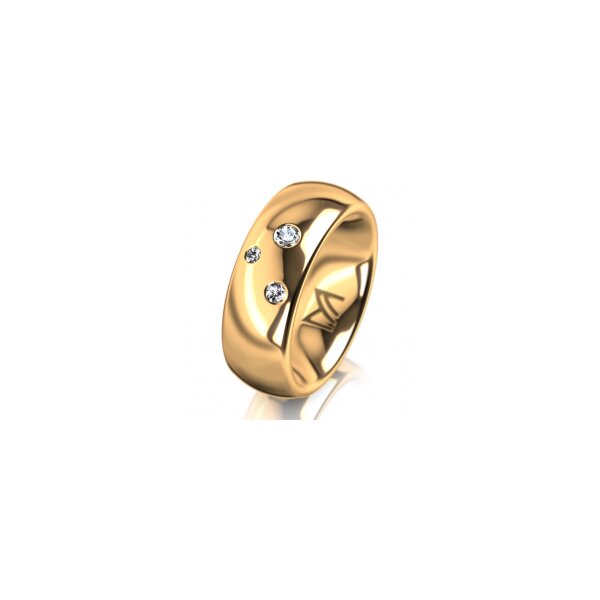 Ring 14 Karat Gelbgold 7.0 mm poliert 3 Brillanten G vs Gesamt 0,070ct