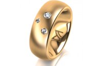 Ring 14 Karat Gelbgold 7.0 mm l&auml;ngsmatt 3 Brillanten...