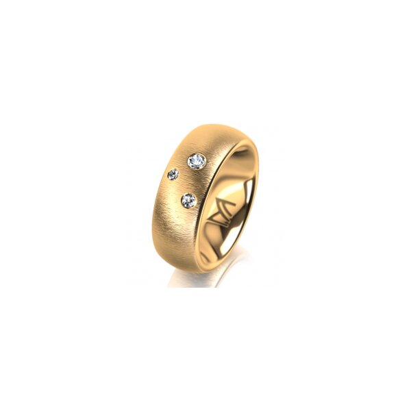 Ring 14 Karat Gelbgold 7.0 mm sandmatt 3 Brillanten G vs Gesamt 0,070ct
