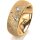 Ring 14 Karat Gelbgold 7.0 mm kristallmatt 3 Brillanten G vs Gesamt 0,070ct