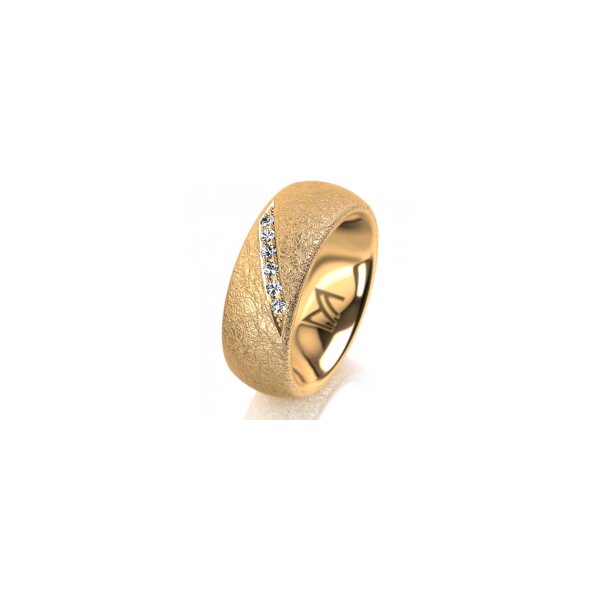 Ring 14 Karat Gelbgold 7.0 mm kreismatt 6 Brillanten G vs Gesamt 0,080ct