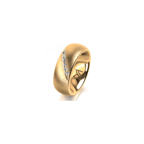 Ring 14 Karat Gelbgold 7.0 mm sandmatt 6 Brillanten G vs Gesamt 0,080ct