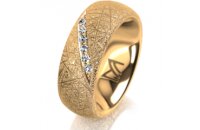 Ring 14 Karat Gelbgold 7.0 mm kristallmatt 6 Brillanten G...